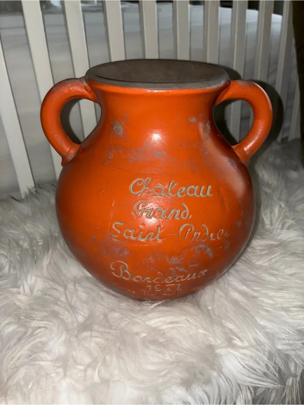 Vintage 1971 Chateau Grand Saint-André Bordeaux wine jug or‎ vase 2 handles